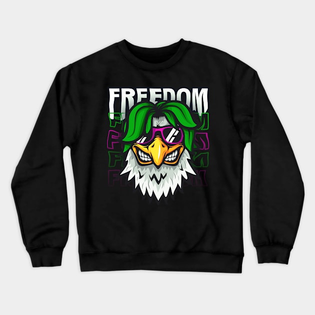 FREEDOM GREEN HAIRED EAGLE HEAD Crewneck Sweatshirt by AzDesign